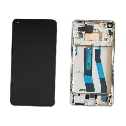 TOUCH SCREEN LCD SCHERMO ORIGINALE SERVICE PACK PER XIAOMI 11 LITE 5G NE MI 11 LITE 4G / 5G 2021 SILVER/WHITE VETRO DISPLAY 5600040K9D00 / 56000N00K900
