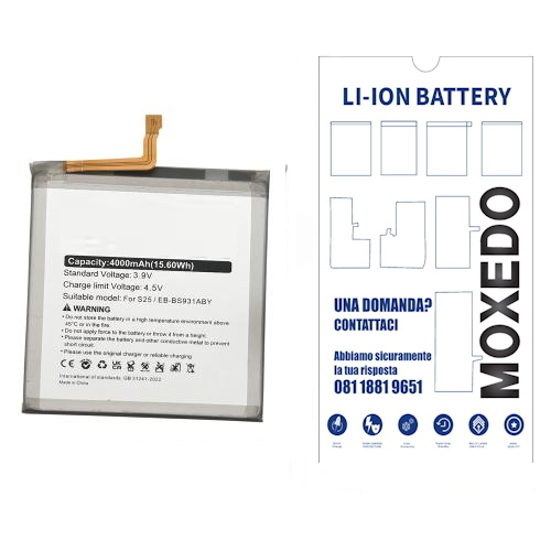 BATTERIA per Samsung Galaxy S25 EB-BS931ABE S931B 4000mAh (OEM QUALITY)