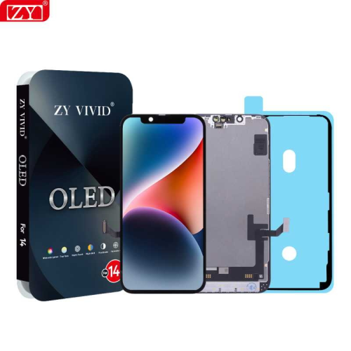 DISPLAY LCD ZY SOFT OLED AUTODIAGNOSTICABILE PER APPLE IPHONE 14 TOUCH SCREEN VETRO SCHERMO FRAME NERO