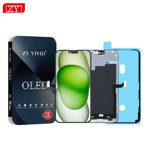 DISPLAY LCD ZY SOFT OLED AUTODIAGNOSTICABILE PER APPLE IPHONE 15 PRO MAX TOUCH SCREEN VETRO SCHERMO FRAME NERO