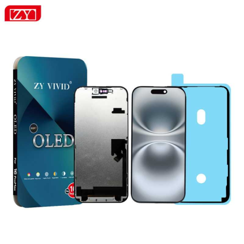 DISPLAY LCD ZY SOFT OLED AUTODIAGNOSTICABILE PER APPLE IPHONE 16 PRO MAX TOUCH SCREEN VETRO SCHERMO FRAME NERO