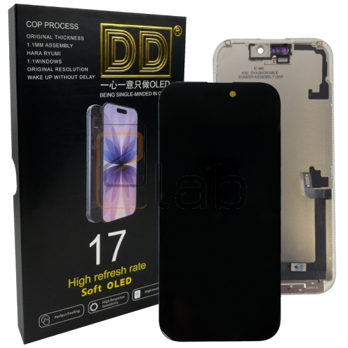 DISPLAY LCD DD SOFT OLED PER APPLE IPHONE 17 TOUCH SCREEN VETRO SCHERMO FRAME NERO (IC Intercambiabile)