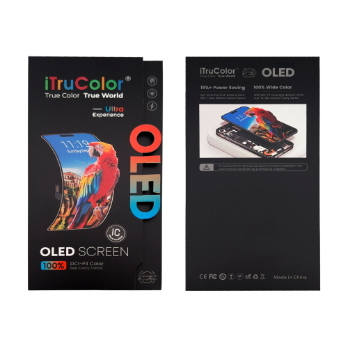 DISPLAY LCD iTruColor SOFT OLED PER APPLE IPHONE 15 PRO TOUCH SCREEN VETRO SCHERMO FRAME NERO (IC Intercambiabile)