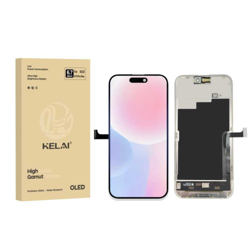 DISPLAY LCD KELAI SOFT OLED PER APPLE IPHONE 15 PRO MAX TOUCH SCREEN VETRO SCHERMO FRAME NERO (IC Intercambiabile)