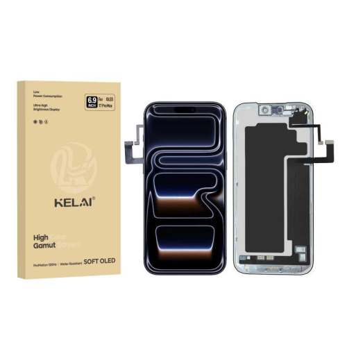 DISPLAY LCD KELAI SOFT OLED PER APPLE IPHONE 17 PRO MAX TOUCH SCREEN VETRO SCHERMO FRAME NERO (IC Intercambiabile)