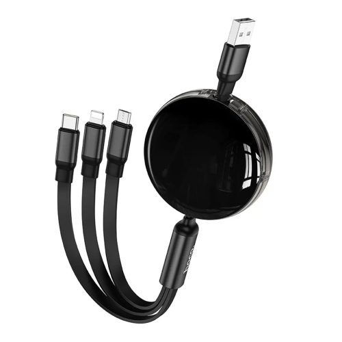 HOCO X78 - CAVO RETRATTILE 3IN1 LIGHTNING / MICRO USB / USB-C PD 1M BLACK